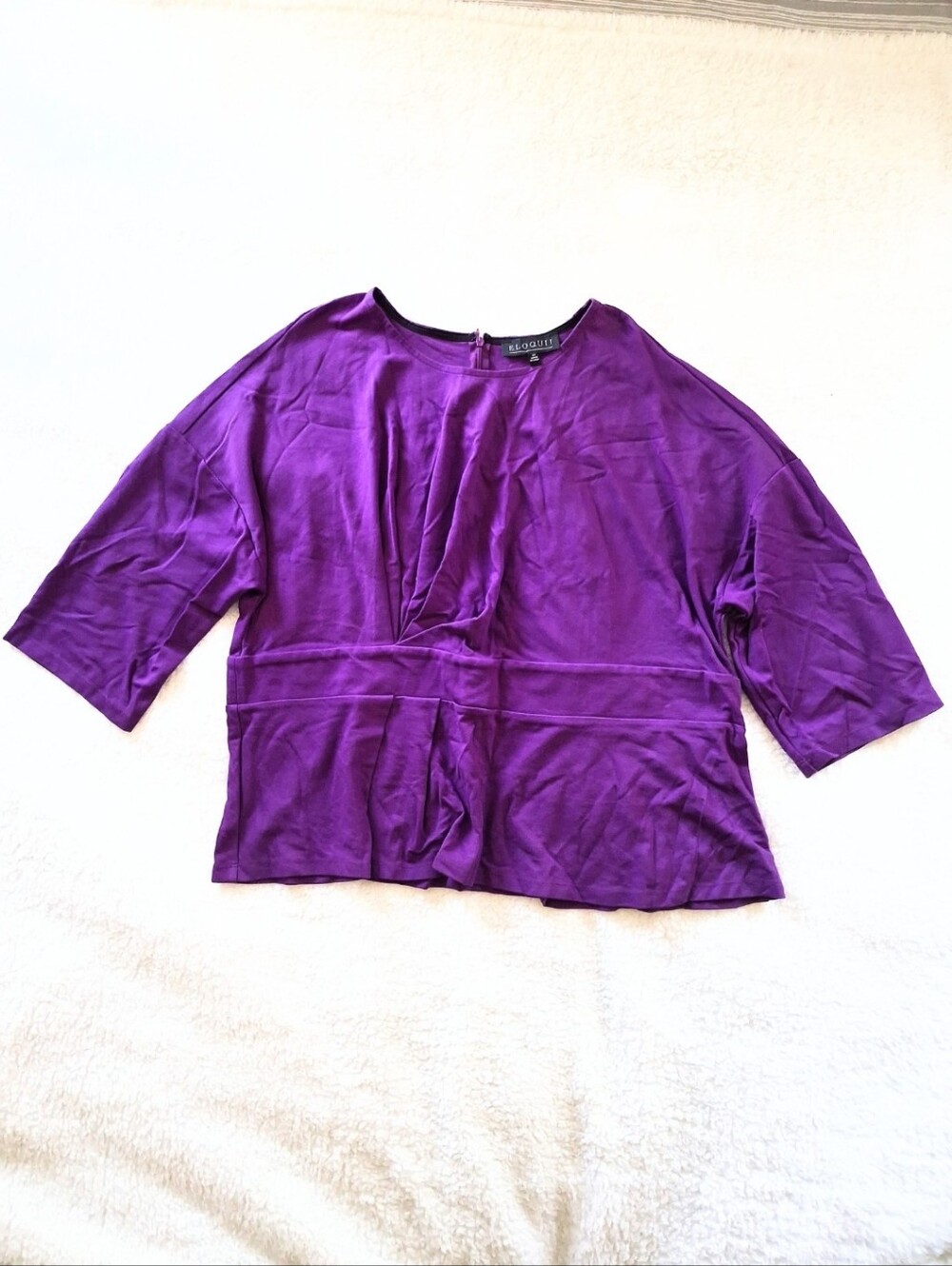 ELOQUII Purple Twist Front Empire Waist Peplum Blouse Plus Size Top Size 22